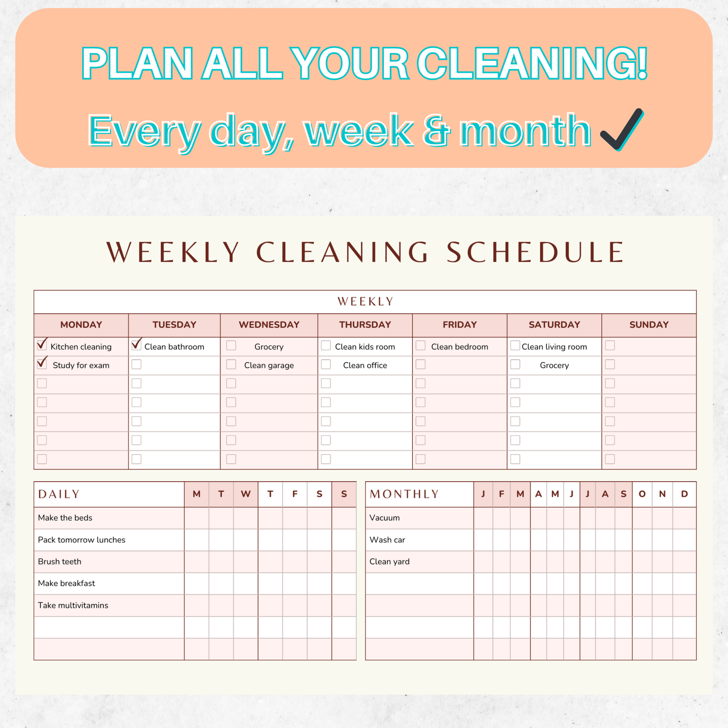 Weekly Cleaning Schedule - NupoMax
