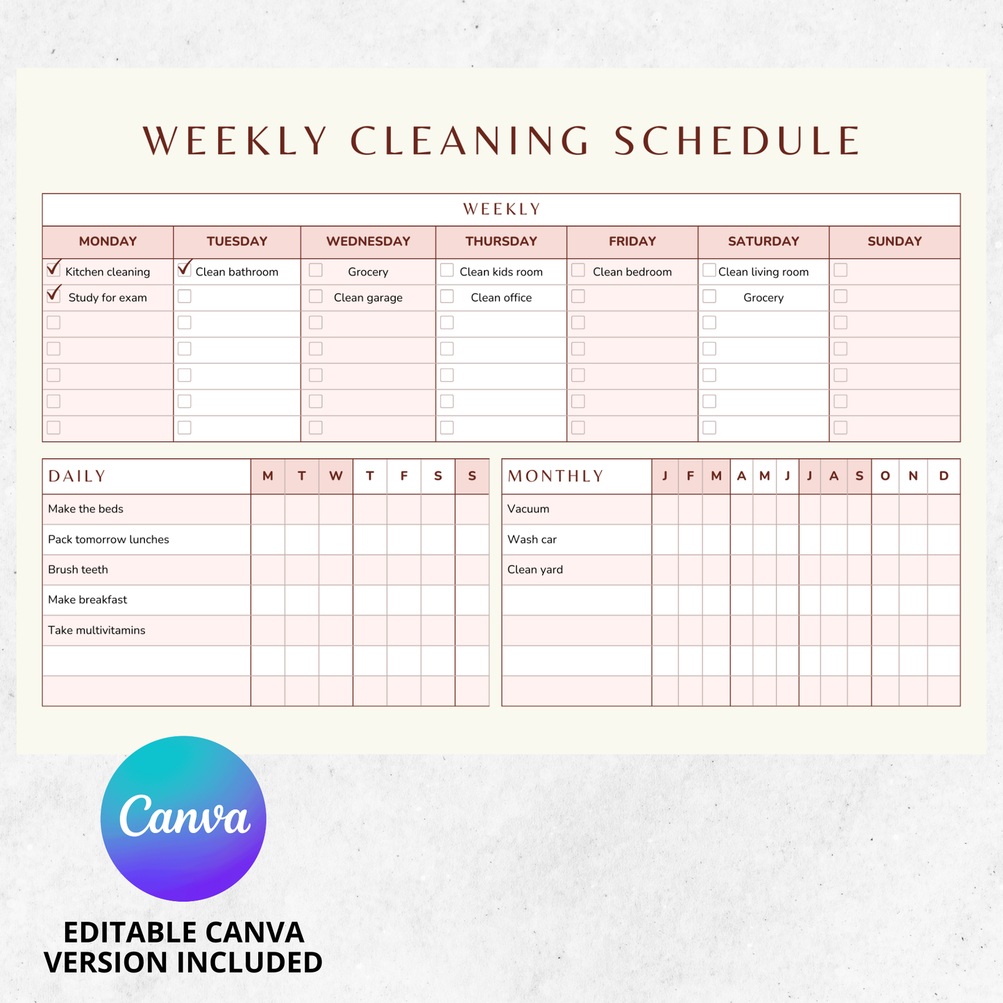 Weekly Cleaning Schedule - NupoMax