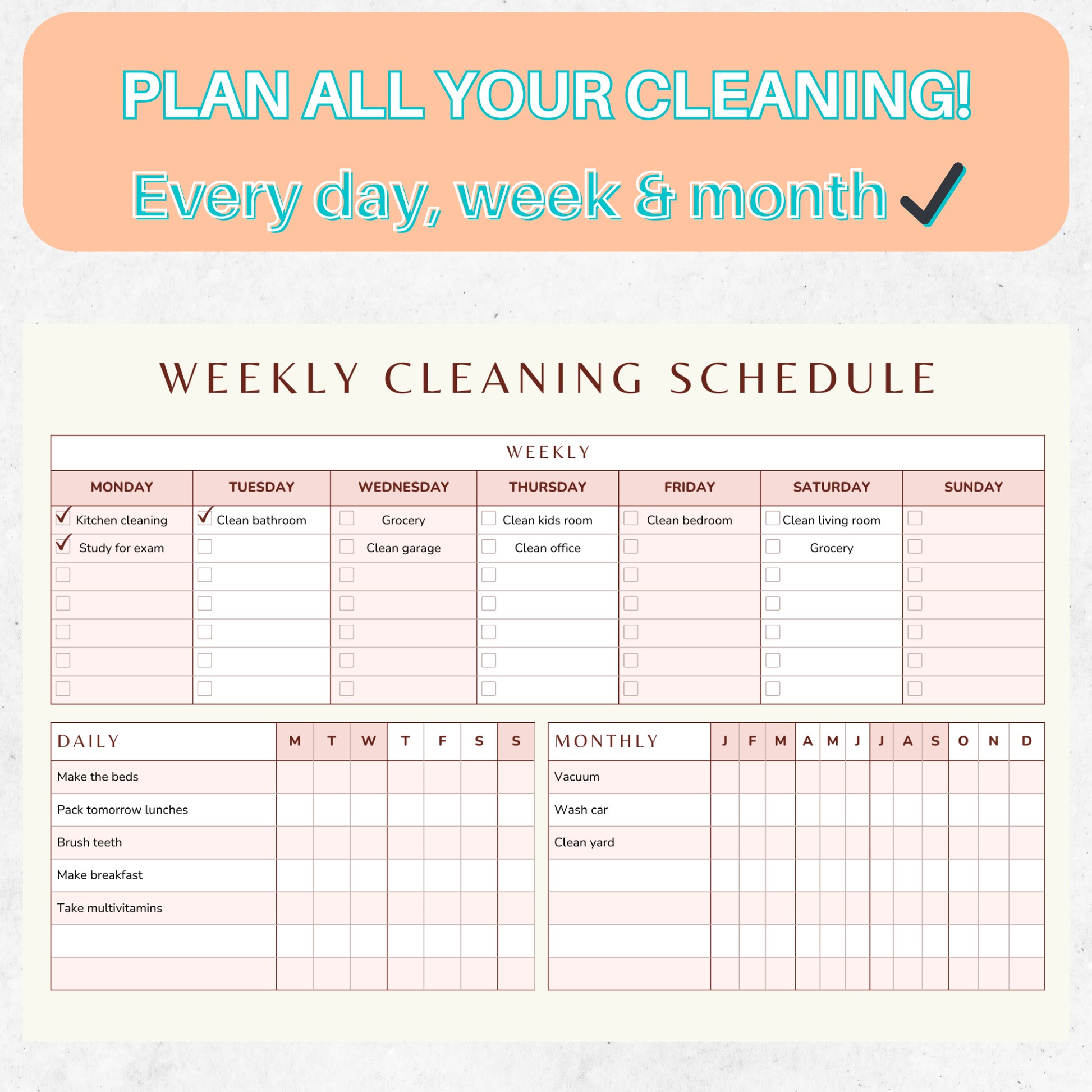 Weekly Cleaning Schedule - NupoMax